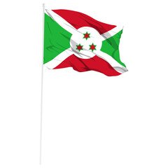 Vector illustration of wavy Burundi flag on transparent background