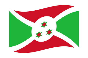 Vector illustration of wavy Burundi flag on transparent background