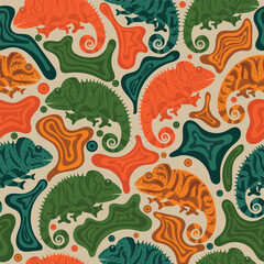 chameleon pattern in flat vector,background,wrapper,fabric,cover,wallpaper,etc
