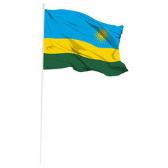 Vector illustration of wavy Rwanda flag on transparent background
