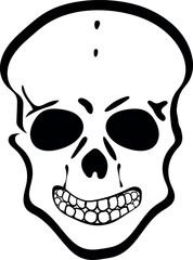 Flat isolated scary skull. Halloween skull illustration vector.