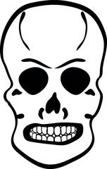 Flat isolated scary skull. Halloween skull illustration vector.