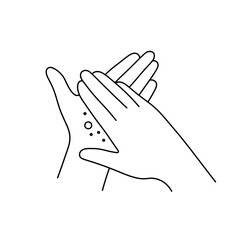 Vector isolated two washing hands with soap bubbles  colorless black and white contour line easy drawing