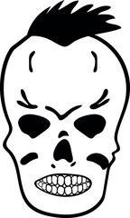 Flat isolated scary skull. Halloween skull illustration vector.