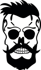 Flat isolated hipster skull. Halloween skull illustration vector.