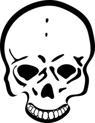 Flat isolated scary skull. Halloween skull illustration vector.
