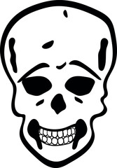 Flat isolated creepy skull. Halloween skull illustration vector.