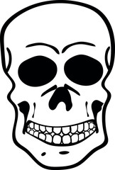 Flat isolated creepy skull. Halloween skull illustration vector.