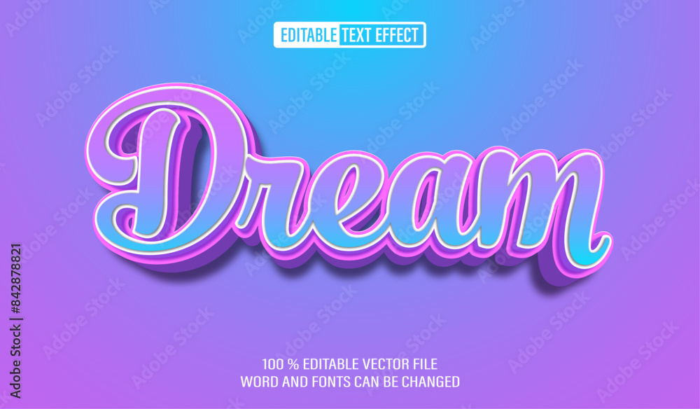 Aufkleber editable 3d text style effect - dream rainbow color text effect template