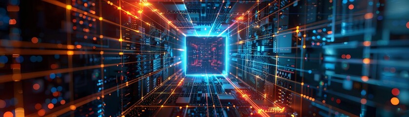 Obraz premium 81 Conceptual of advanced quantum computer technology
