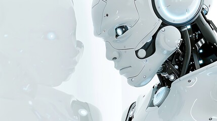 Futuristic AI Training Products Purchase - Minimalist Design with Blank Space on White Background for Banner Display