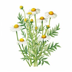 a watercolor illustration of Chamomile clipart, herb element, isolated on white background