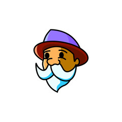 old man head illustration for logo, mascot, brand, icon, etc