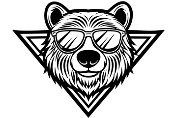 bear sunglasses logo style vector illustration