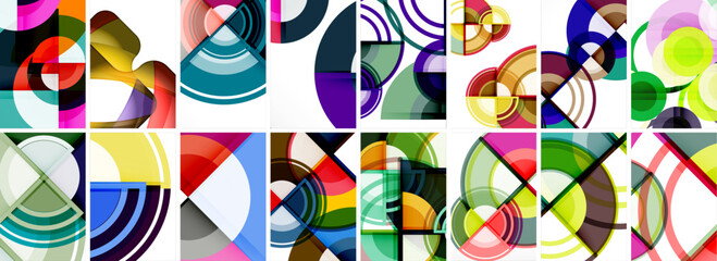 Set of trendy colorful circle geometric posters or abstract backgrounds. Vector Illustration For Wallpaper, Banner, Background, Card, Book Illustration, landing page