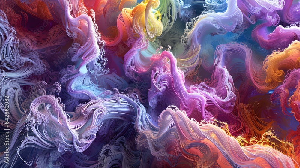 Poster abstract histone colorful smoke-like swirls with vibrant hues, creating a dreamy and artistic backgr