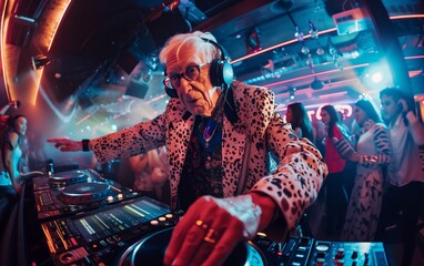 Senior DJ at a nighclub spinning music