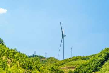 Wind turbines in the countryside of Northeast China