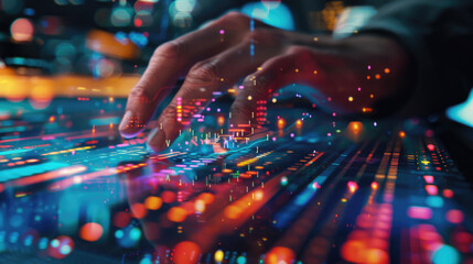  Hand Floating Over Dynamic Interface, Starting Sequence, digital technology