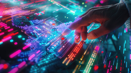  Hand Floating Over Dynamic Interface, Starting Sequence, digital technology