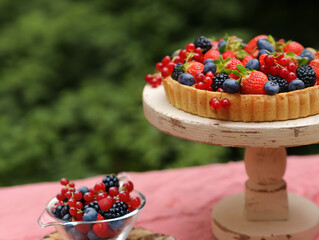 pastry dessert cake tart with fresh berries