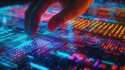  Hand Floating Over Dynamic Interface, Starting Sequence, digital technology