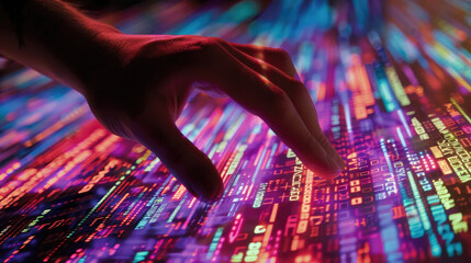  Hand Floating Over Dynamic Interface, Starting Sequence, digital technology