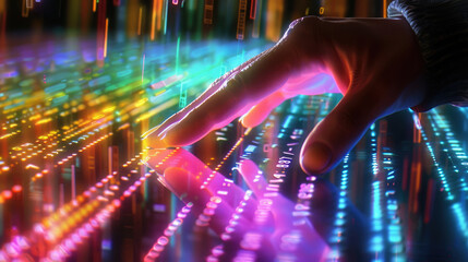  Hand Floating Over Dynamic Interface, Starting Sequence, digital technology