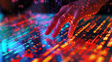  Hand Floating Over Dynamic Interface, Starting Sequence, digital technology