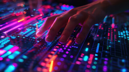 Hand Floating Over Dynamic Interface, Starting Sequence, digital technology