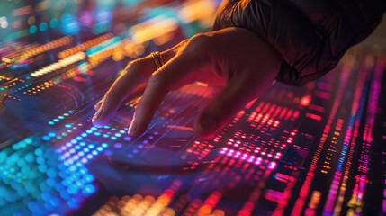  Hand Floating Over Dynamic Interface, Starting Sequence, digital technology