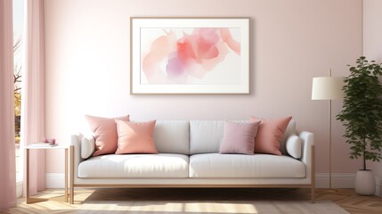 Abstract watercolor wash with pastel tones of pink, orange, and beige, soft transitions, light and airy, minimalistic, high resolution