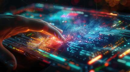  Hand Floating Over Dynamic Interface, Starting Sequence, digital technology