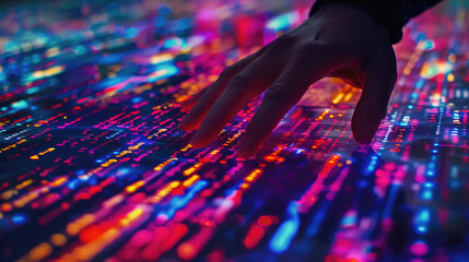  Hand Floating Over Dynamic Interface, Starting Sequence, digital technology