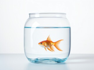 Cute goldfish on solid white background, single object