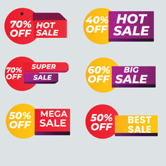 Sale tags collection. Special offer, big sale, discount, best price, mega sale banner set.