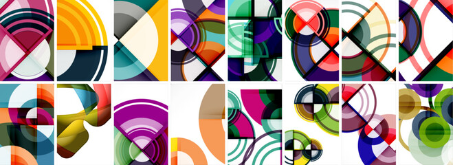 Set of trendy colorful circle geometric posters or abstract backgrounds. Vector Illustration For Wallpaper, Banner, Background, Card, Book Illustration, landing page