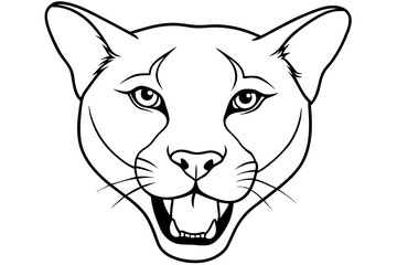 male puma outline art head vector illustration