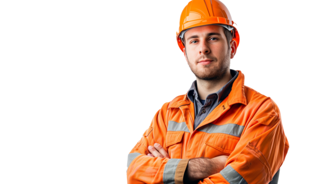 portrait of an engineer isolated on transparent background 