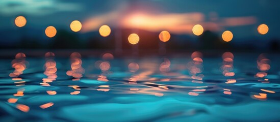 Pool background illuminated with bokeh lights.