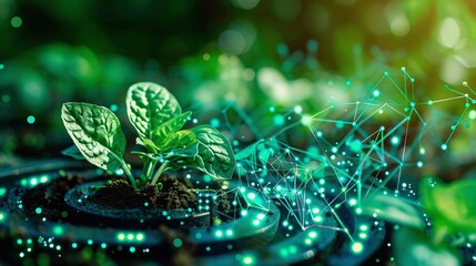 Digital tech is transforming agriculture revolutionizing farming and food production methods. Concept Agricultural Technology, Farming Innovation, Digital Transformation, Sustainable Agriculture