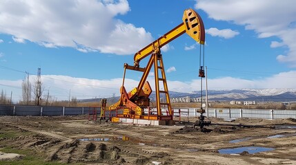 Azerbaijan Petrol, sunny day, Petrol and Oil well. 