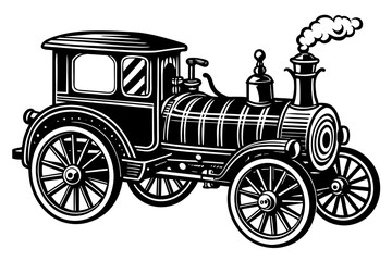 steam powered car vector illustration