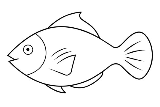 black and white fish outline clip art preview