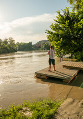 flood in Bratislava. Highwater levels alongside Danube in Karlova Ves