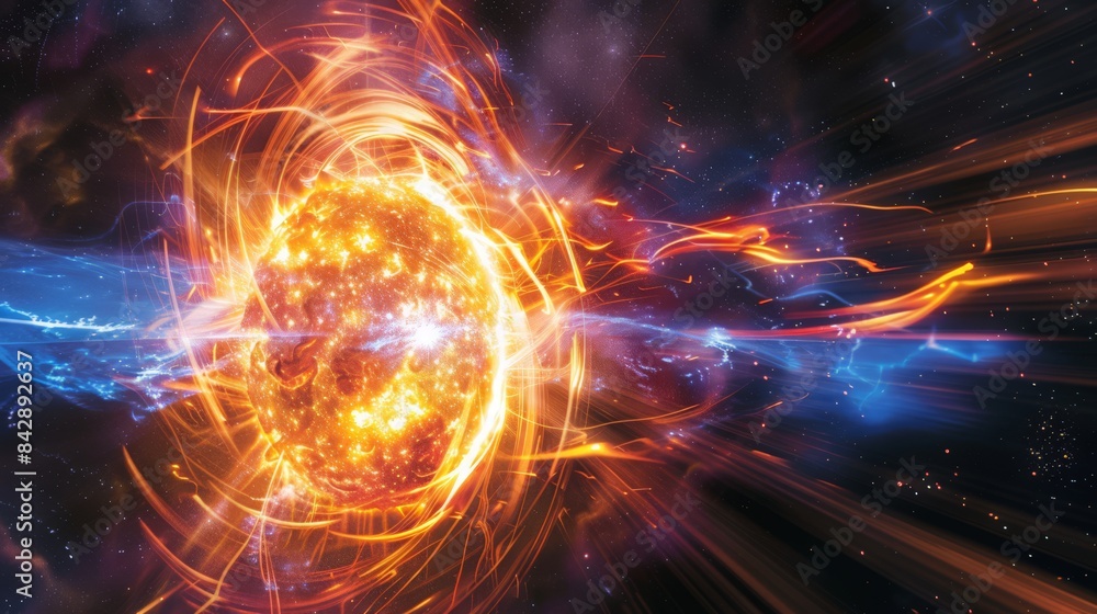 Poster a diagram shows the fusion processes occurring within the core of a star