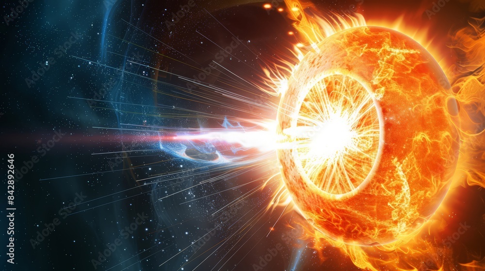Poster a diagram shows the fusion processes occurring within the core of a star