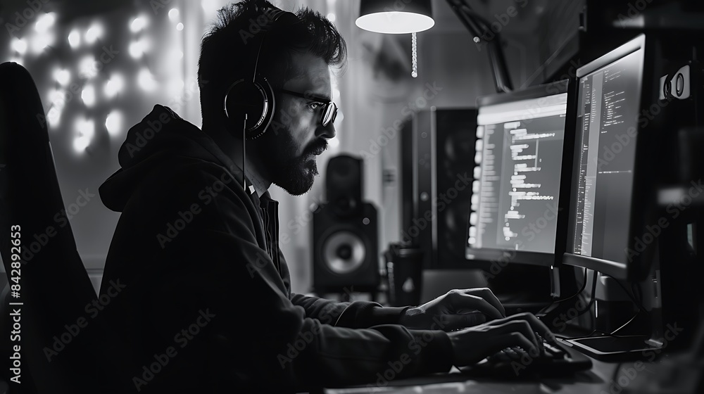 Fototapete creative coding: portrait of a software developer crafting digital solutions with passion and precis