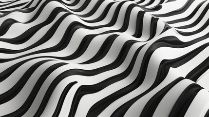 Obraz premium An abstract pattern of black and white waves, creating a mesmerizing visual texture.