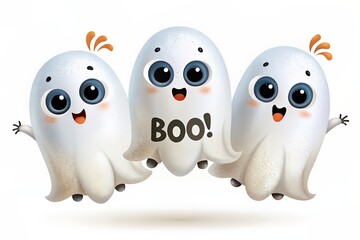 Obraz premium Three cute ghosts saying 